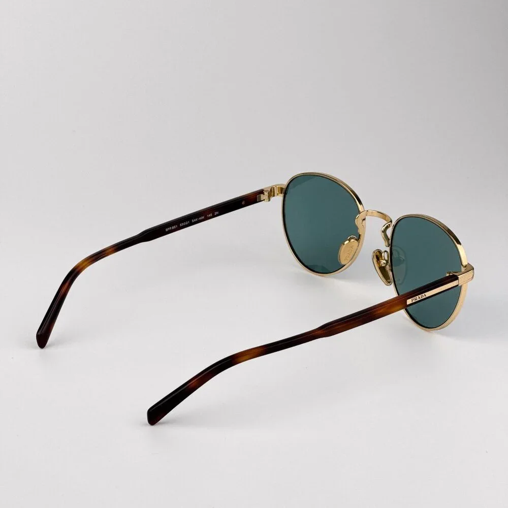 Prada PRB51S Sunglasses – Gold Round Frame Lago Lenses | Model 5AK40K